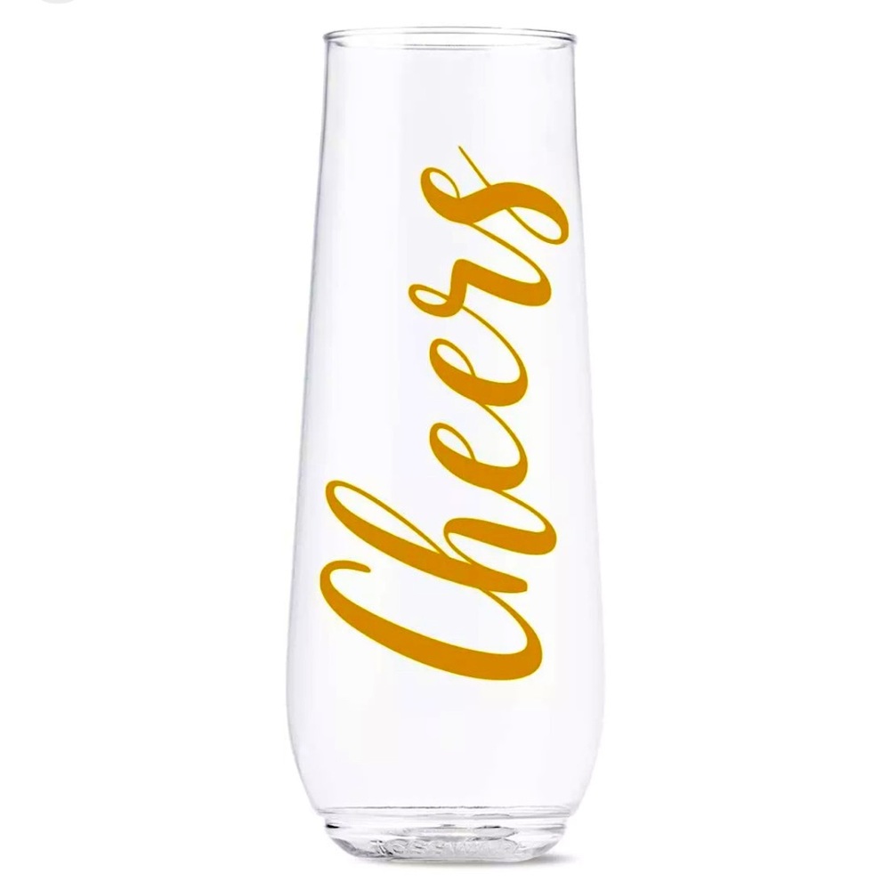 TOSSWARE POP 9oz Flute Cheers Series, SET OF 2, Recyclable,Unbreakable Plastic